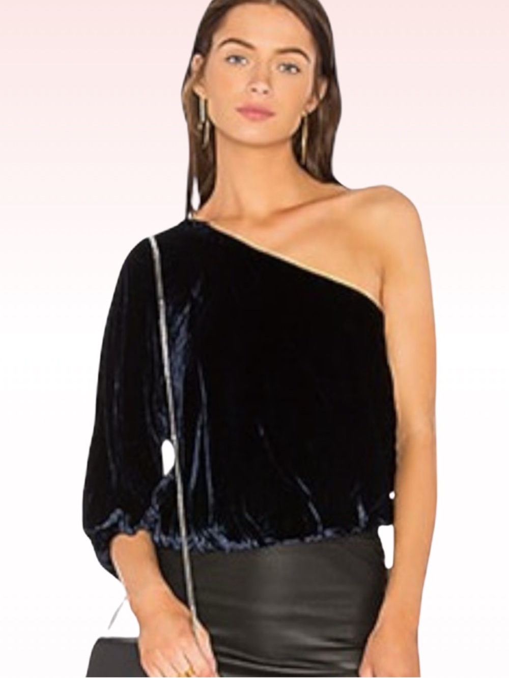 ALICE + OLIVIA Craven One Shoulder Top in Velvet Sapphire Blue (Sz M)